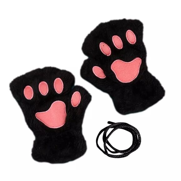 🆕Black Fingerless Cat Paw Gloves - Picture 8 of 10